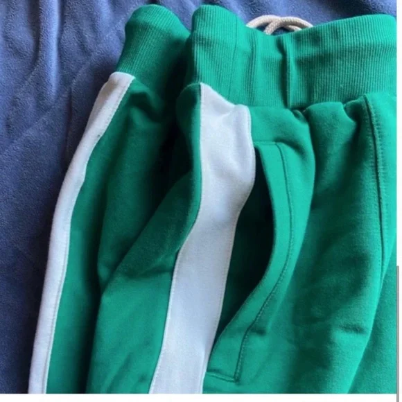 NWT JCREW Stretch terry colorblock jogger pants In Jungle green and white - Picture 4 of 7
